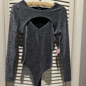 NWT Haute Monde 2 piece body suit & shrug sparkly NEW shimmer